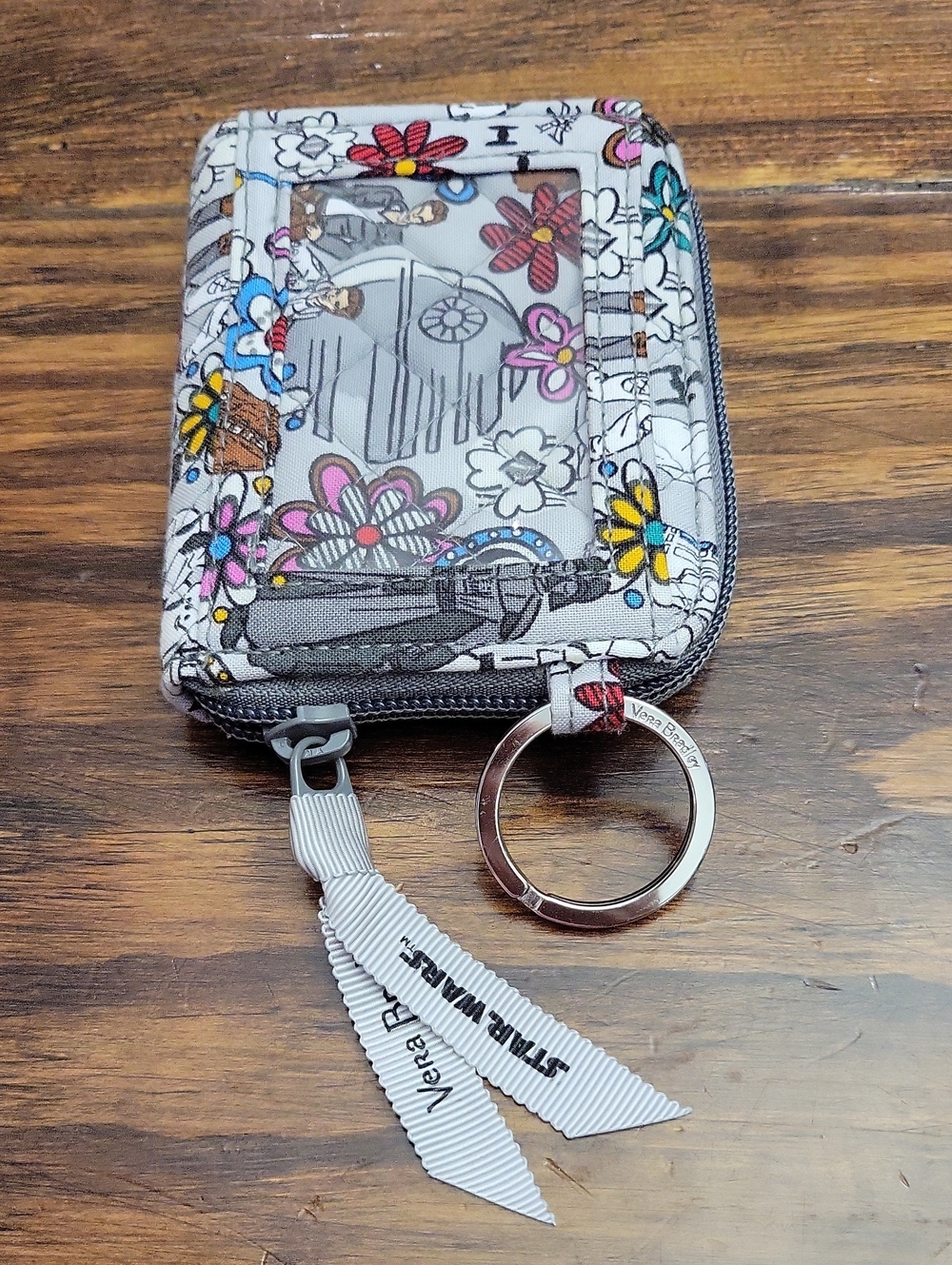 Vera Bradley Floral Zip ID Wallet with Key Ring - Gray Multi